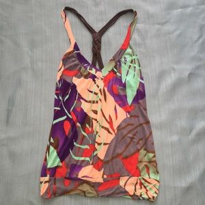 Multi colored razor back tank top.